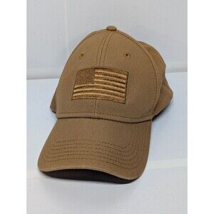 H3 Headwear Baseball Cap Hat with American Flag Tan and Brown Outdoors Worker